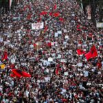 The Sazan Island Project and the Business of Greed Protesters gathered outside the Prime Minister's Office in Tirana, Albania
