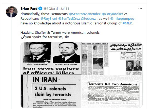 Erfan Fard tweets on MEK annual meeting