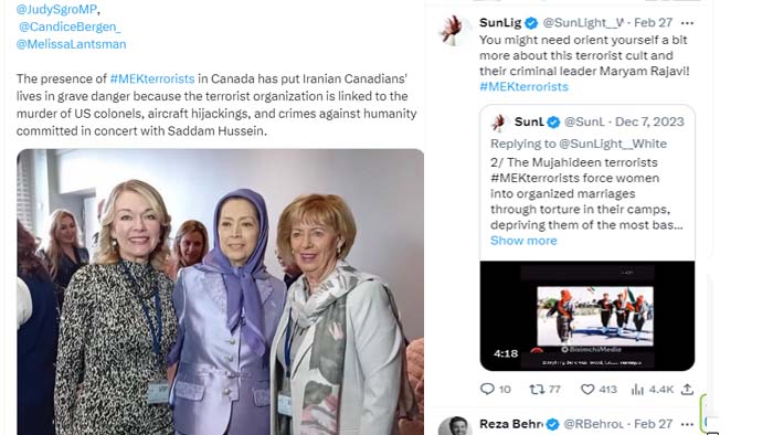 Iranians slammed Canadian MPs who visited Maryam Rajavi