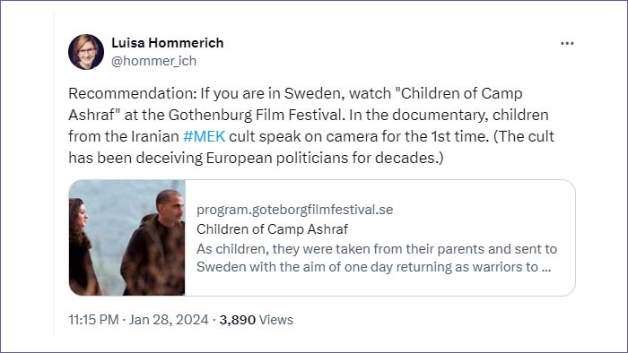 توصیه لوییزا هومریش به دیدن مستند کودکان کمپ اشرف