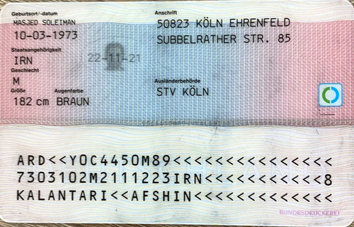 پاسپورت آلمانی افشین کلانتری