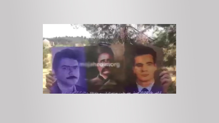 برافراشتن بنر بزرگ ستارخان و مسعود رجوی